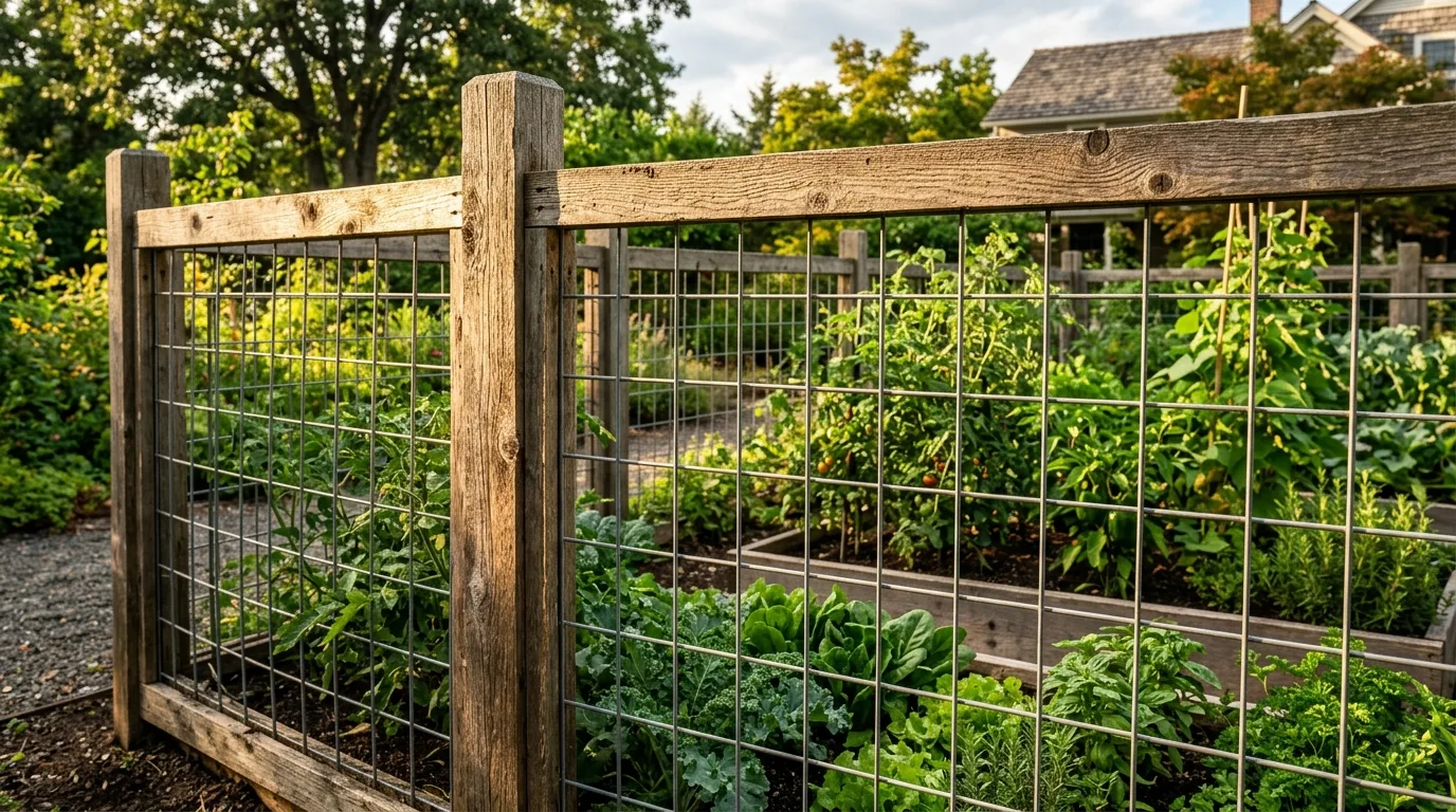 Hog Wire Fence With Wooden Frame